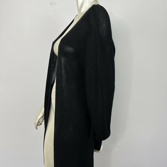 Free People Beach Long Duster Cardigan Small Black Knit Open Front Boho - Picture 7 of 12